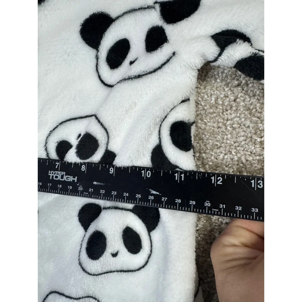 Black White Panda Print Fleece Baby Sleep Sack Long Sleeve Full Zip Pajamas